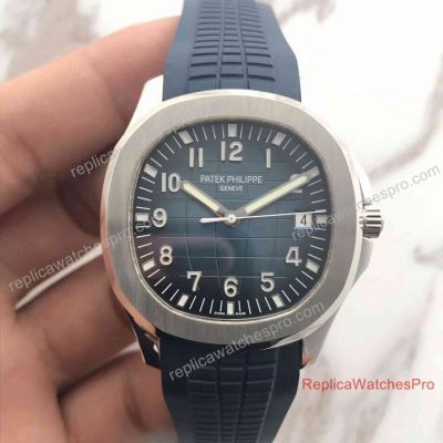 Swiss Replica Patek Philippe Aquanaut Watch Blue Dial Blue Rubber Band 42MM